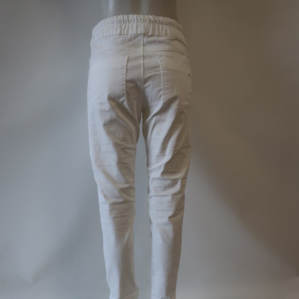 Womens Bevy Flog White (Item- 908) Elastic Waist Drawstring Pull-On Pants 30 - Picture 4 of 8